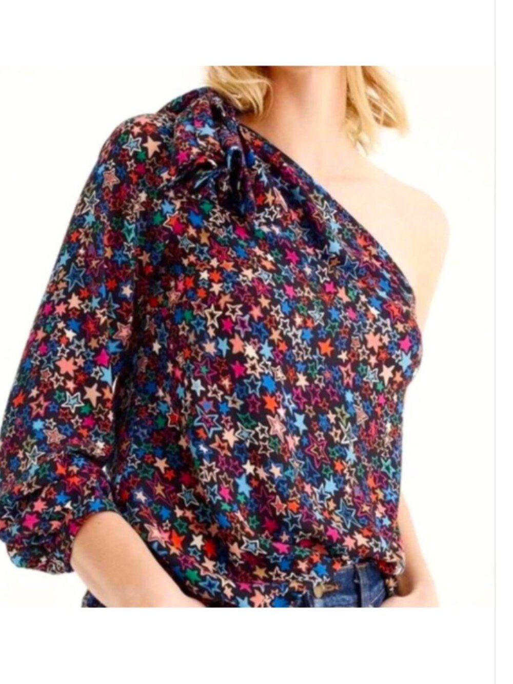 J. Crew One-Shoulder Top in Kaleidoscope Star size 2 NWT
